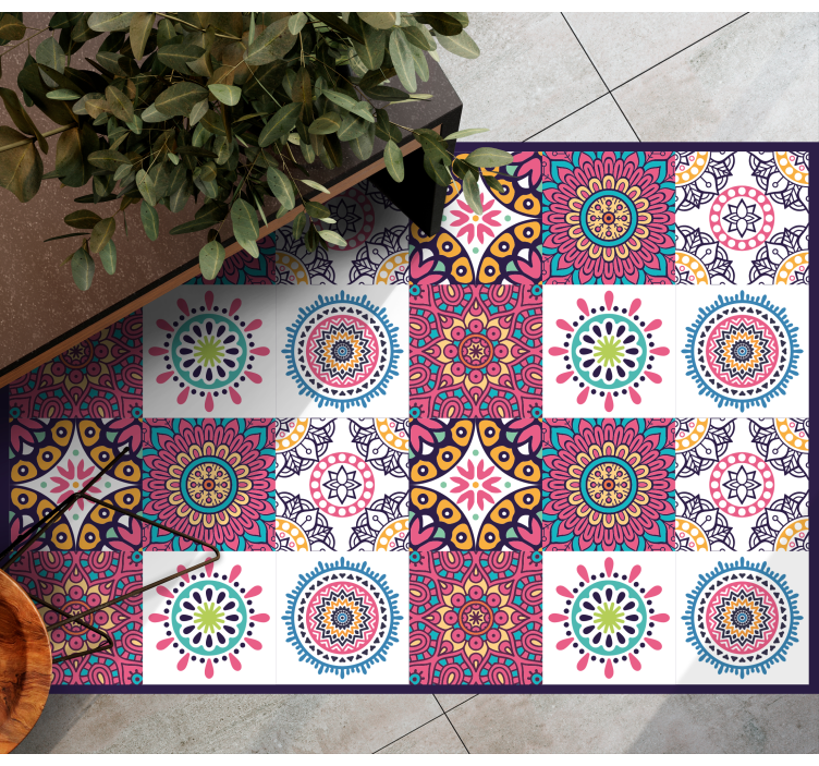 Modern colorful mandala kitchen floor tiles - TenStickers