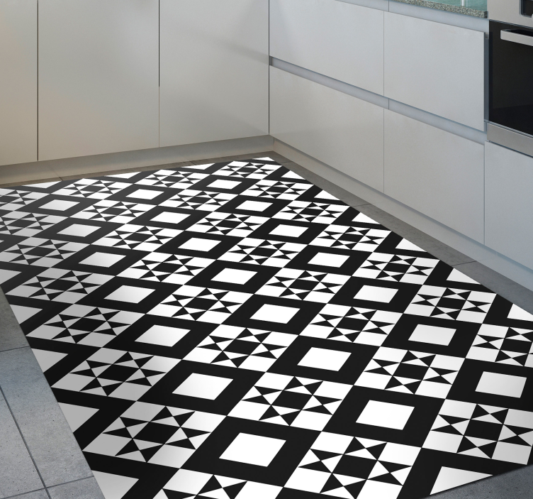 Monochrome Geometrics geometric vinyl rug - TenStickers