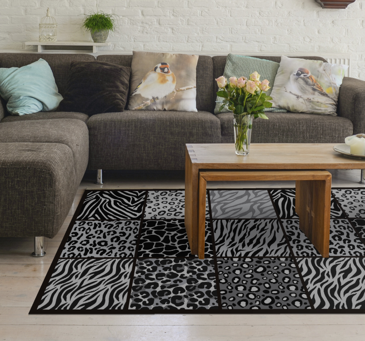 Monochrome Safari animal print vinyl rug - TenStickers