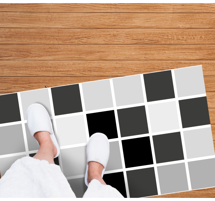 Gray shades squares bathroom vinyl rug - TenStickers