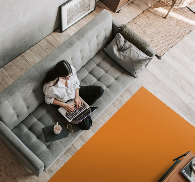 Monocolour orange surface living room vinyl rug - TenStickers