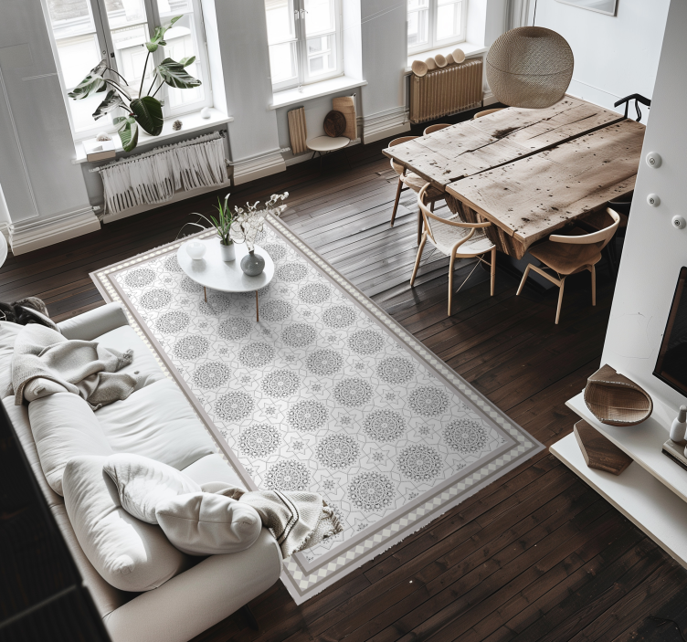 Moroccan light grey design dining room carpet - TenStickers