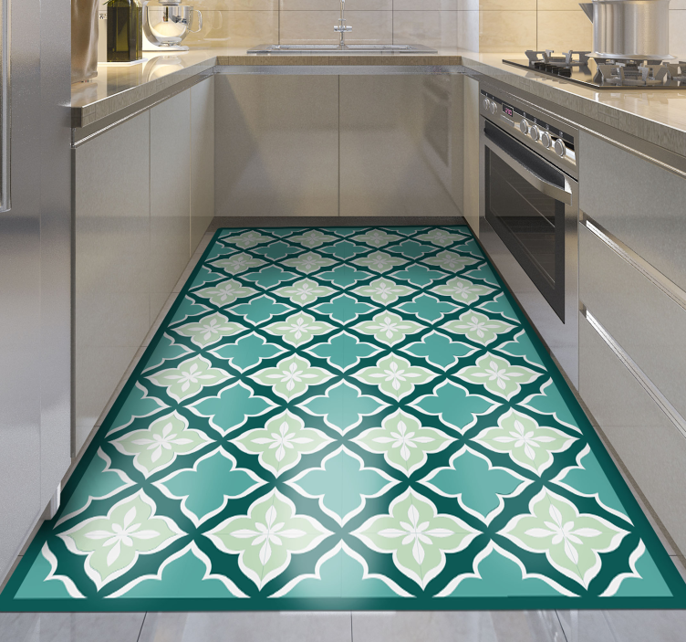 Mosaic Floral Pattern mosaic vinyl rug - TenStickers