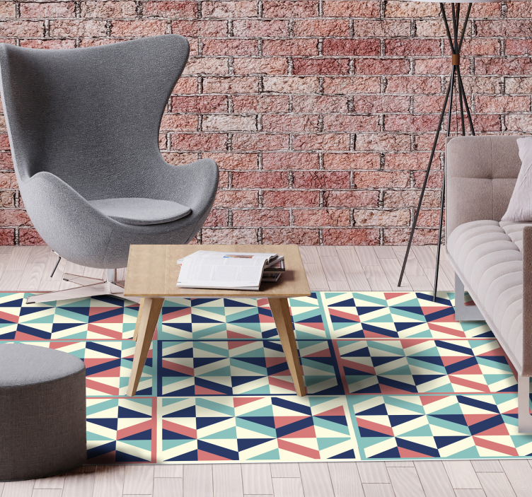 Multicolour rhomboid geometric vinyl rug - TenStickers