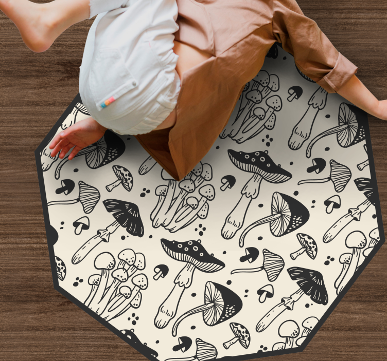Mushroom realm floral vinyl rug - TenStickers