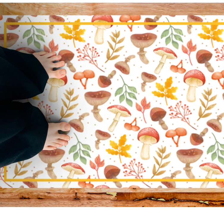 Mushroom Leaf Pattern nature vinyl rug - TenStickers