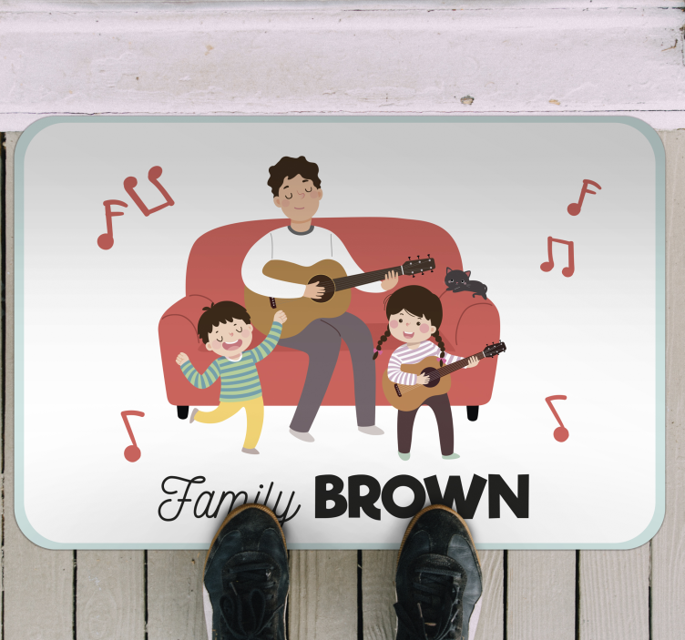 Musical family name entrance hall vinyl rug - TenStickers