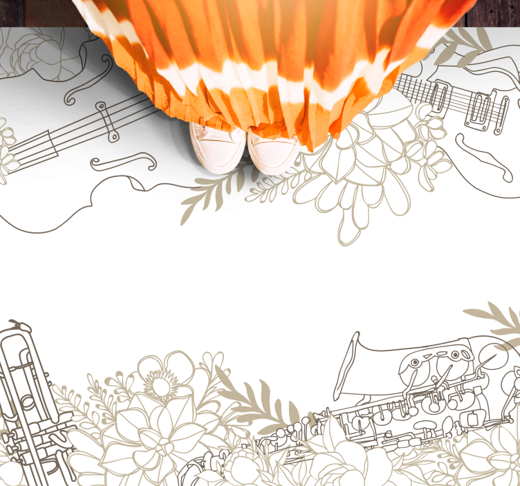 Harmonic Bloom Composition floral vinyl rug - TenStickers