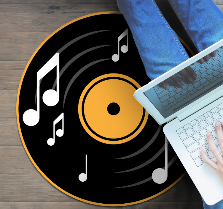 Musical Record Motif circular vinyl rug - TenStickers