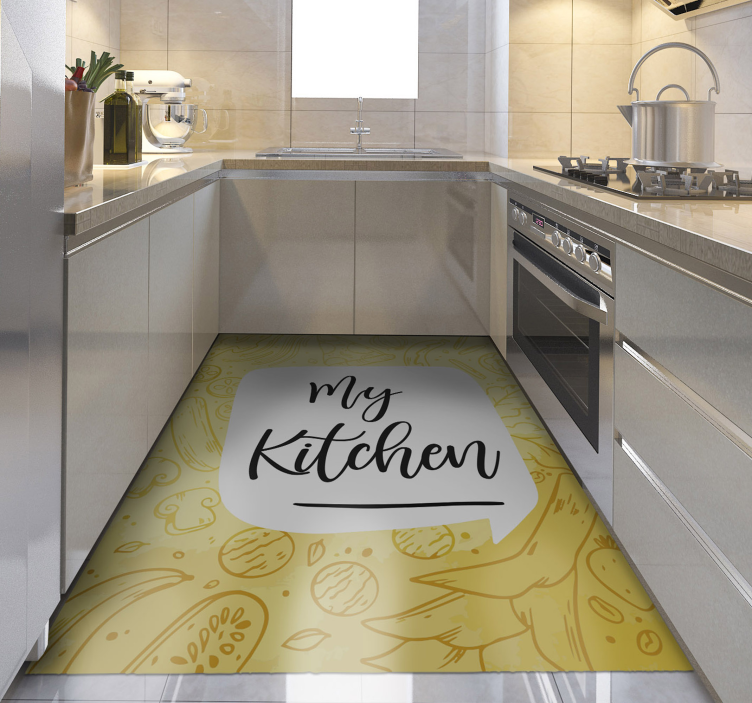 My Kitchen Text kitchen vinyl rug - TenStickers