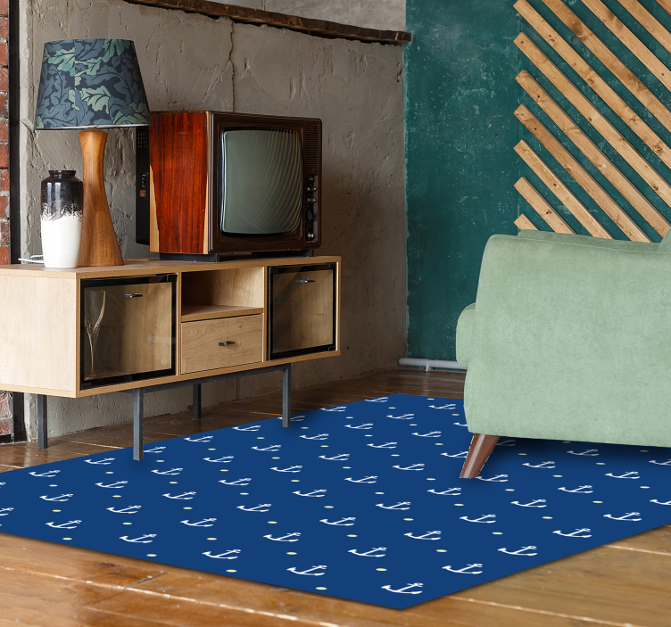 Nautical Anchors blue vinyl rug - TenStickers