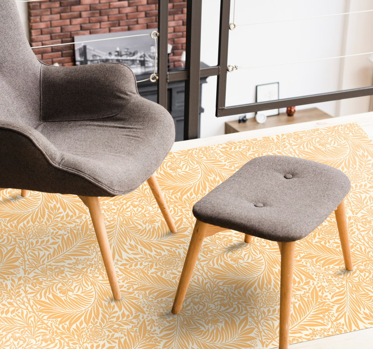 Lovely Orange Floral vinyl rug - TenStickers