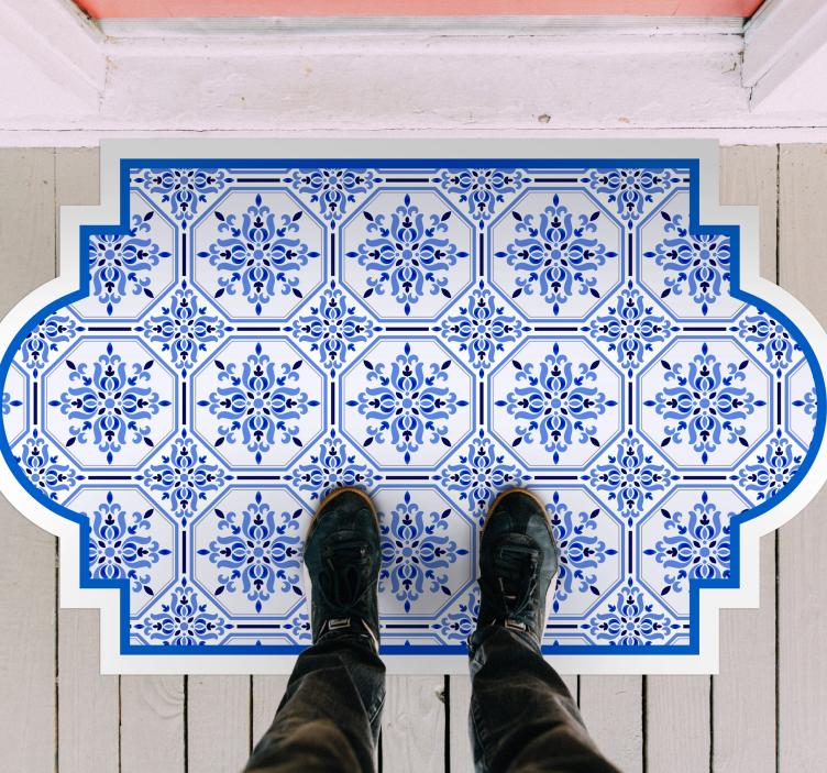 Ornate Blue Tiles tile vinyl rug - TenStickers