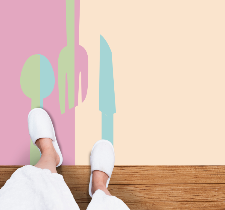 Pastel colors utensils  kitchen floor tiles - TenStickers