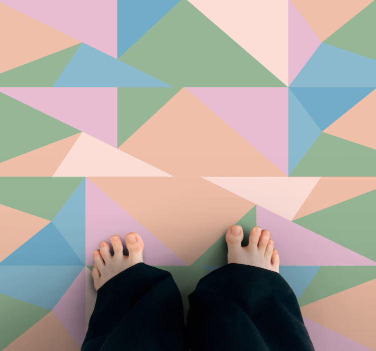 Pastel Triangles geometric rug - TenStickers