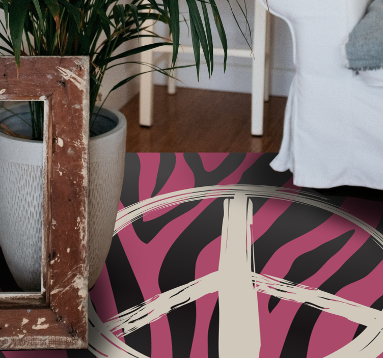 Peace Sign Pattern animal print vinyl rug - TenStickers