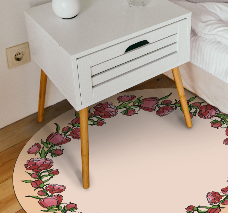 Peony pink boarder floral rug - TenStickers