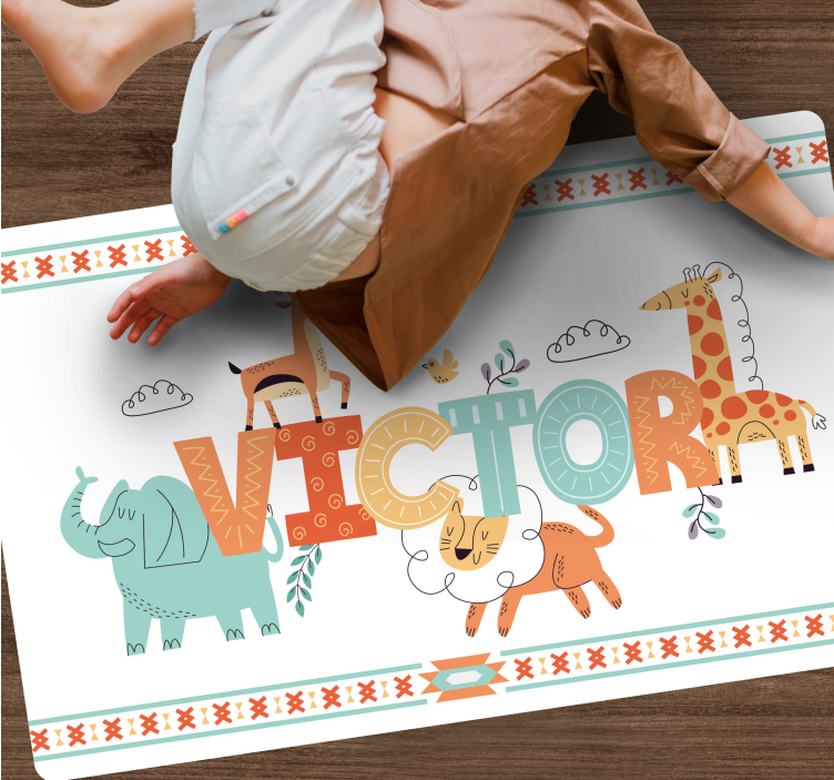 Personalized Safari Theme custom vinyl rug - TenStickers