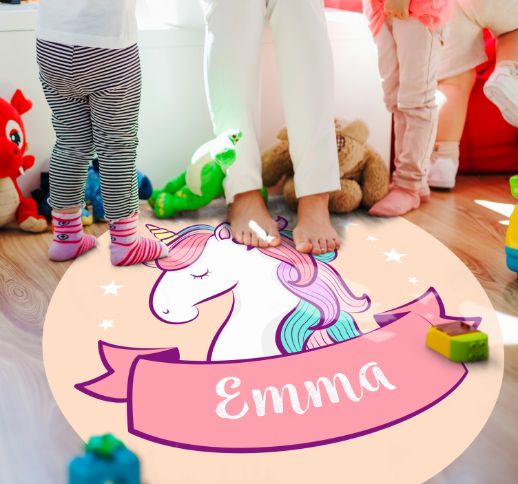 Personalized Unicorn custom vinyl rug - TenStickers