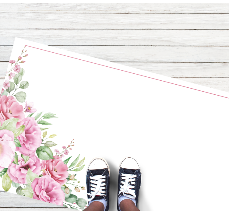 Pink elegant arrangement floral vinyl rug - TenStickers