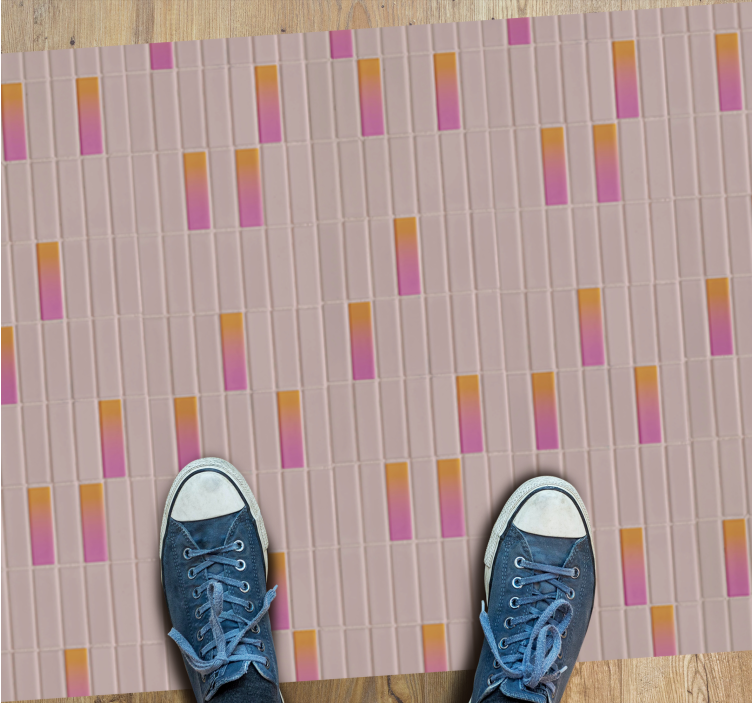 Pink gradient blocks tile vinyl rug - TenStickers