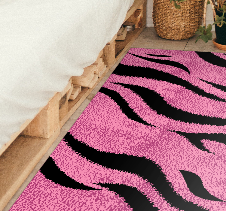 Pink tiger skin animal print vinyl rug - TenStickers