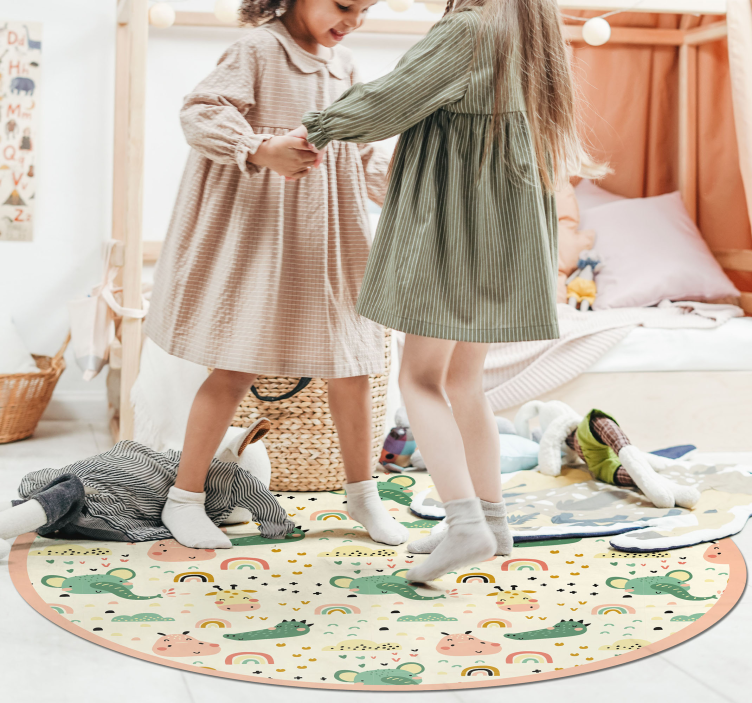 Nordic animal pattern kids vinyl rug - TenStickers