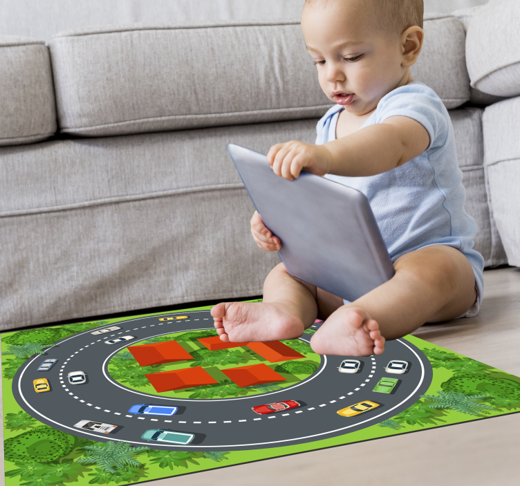 Playful Circuit kids vinyl rug - TenStickers