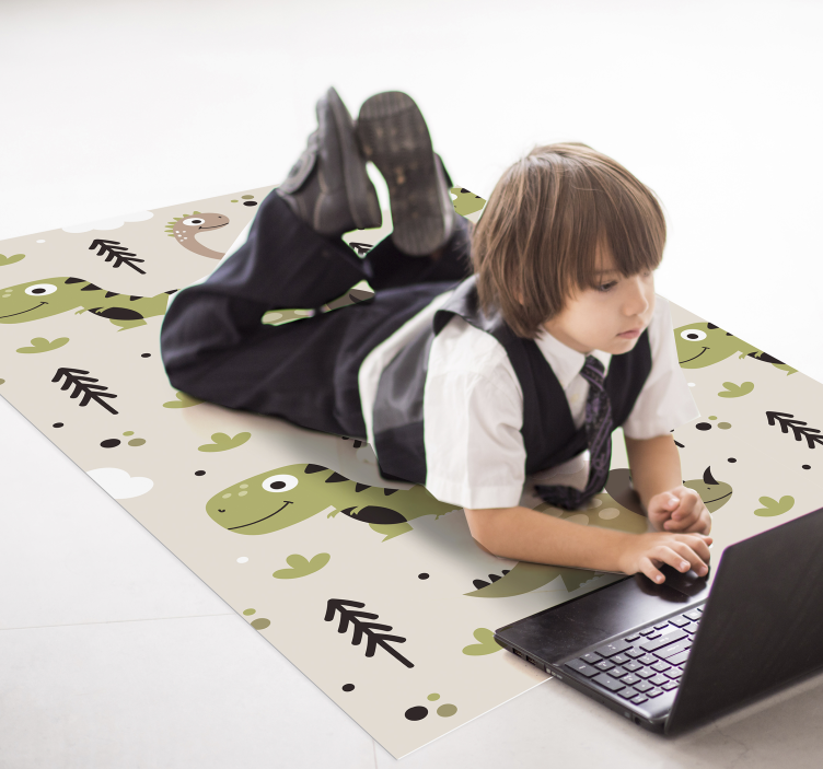 Playful Dinosaur Pattern kids vinyl rug - TenStickers