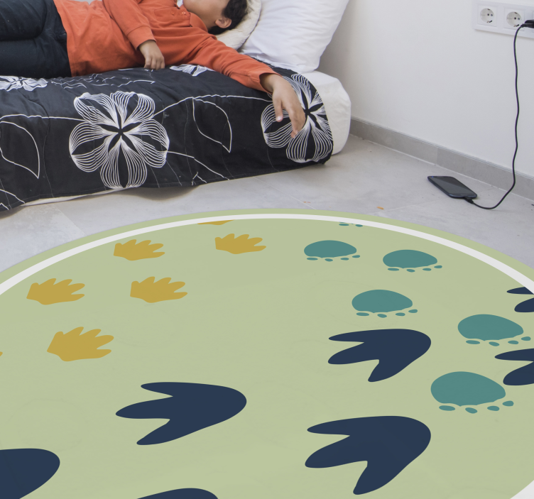 Dinosaur footprints design kids vinyl rug - TenStickers