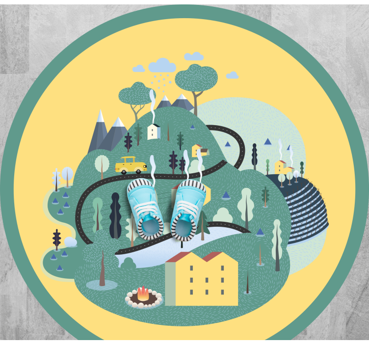 Playful Landscape Journey road vinyl rug - TenStickers