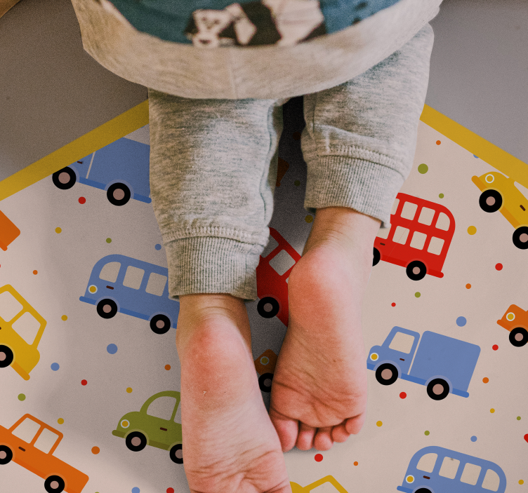 Playful Transportation kids vinyl rug - TenStickers