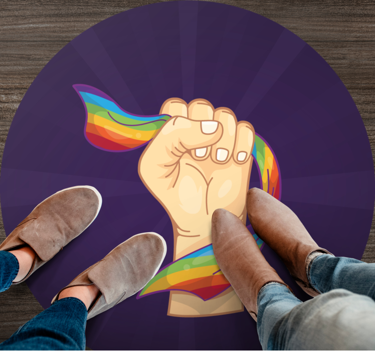 Proud Rainbow Fist teen vinyl rug - TenStickers