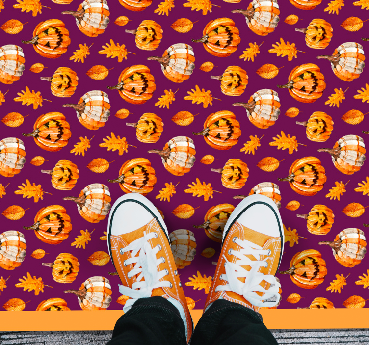 Pumpkin Pattern halloween vinyl rug - TenStickers