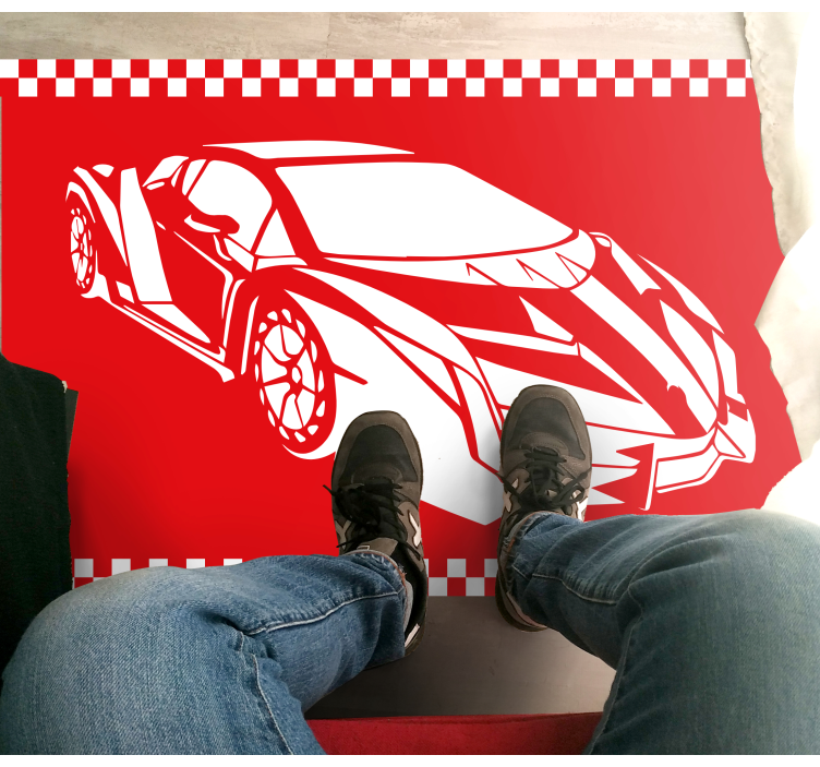 Race car theme teen vinyl rug - TenStickers