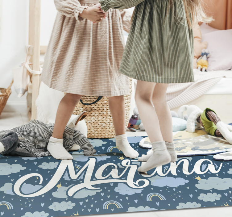 Rain, clouds and rainbows personalised mat - TenStickers