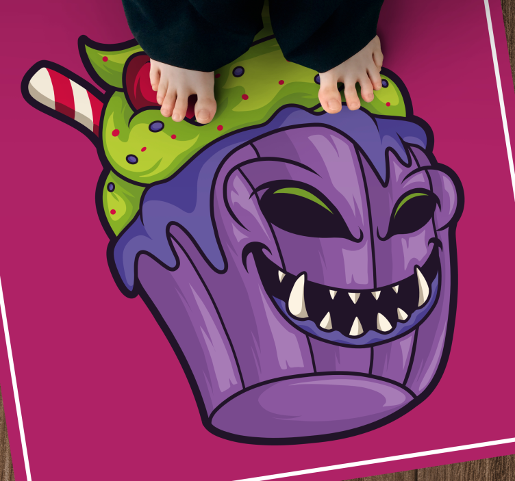 Ravenous Cupcake Monster teen vinyl rug - TenStickers