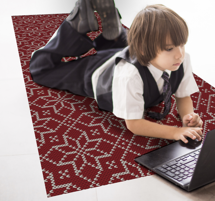 Red and White Snowflake Christmas vinyl rug - TenStickers