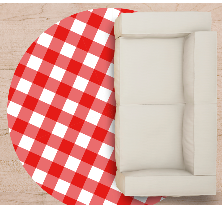 Red Check Pattern circular vinyl rug - TenStickers