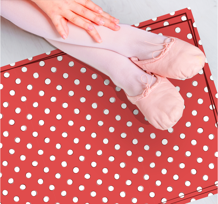 Red Polka Dots wood effect vinyl rug - TenStickers