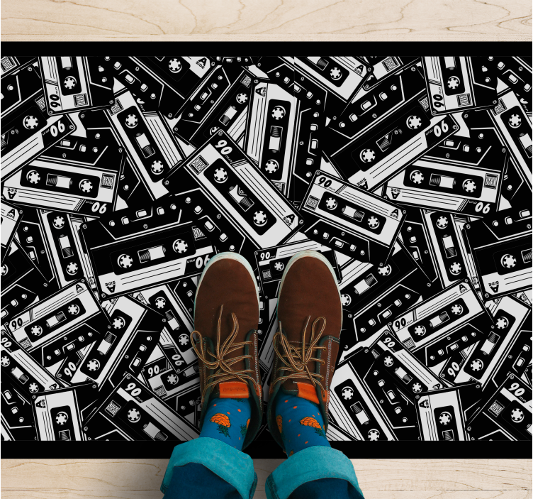 Retro Cassette Pattern teen vinyl rug - TenStickers