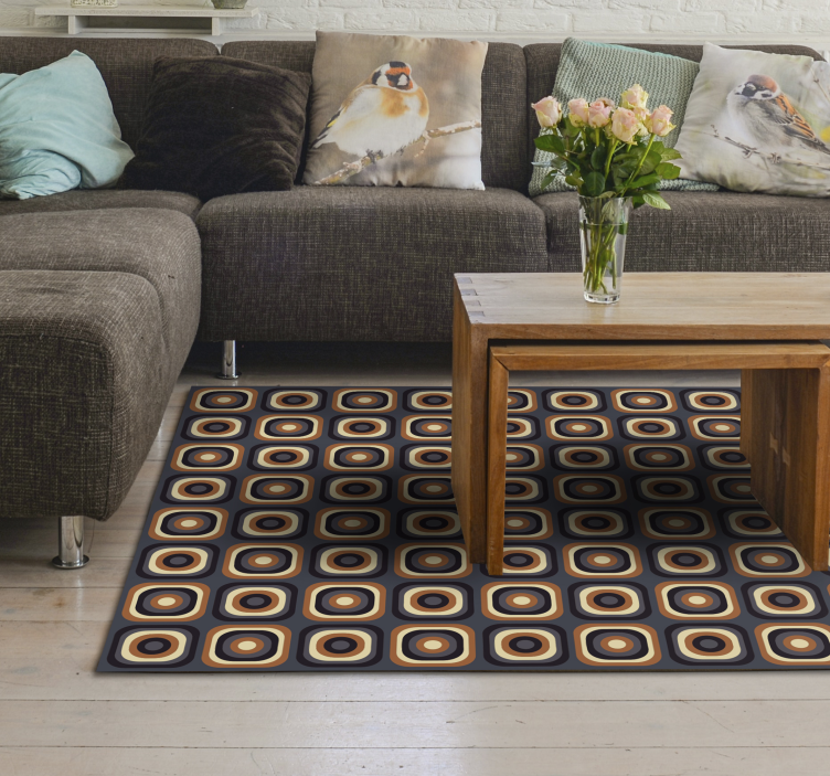 Retro circle pattern living room vinyl rug - TenStickers