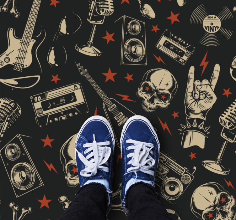 Rock Music Theme teen vinyl rug - TenStickers