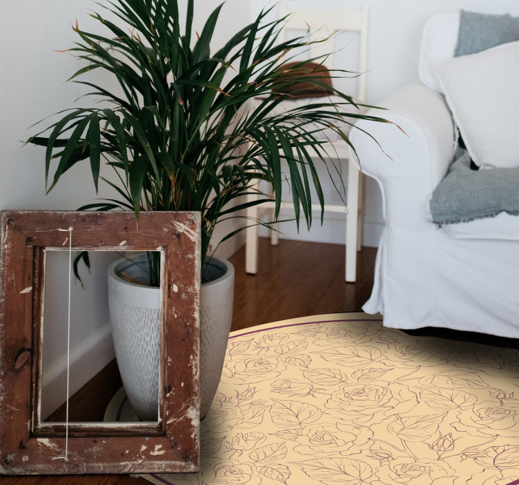 Rose Pattern Round floral vinyl rug - TenStickers