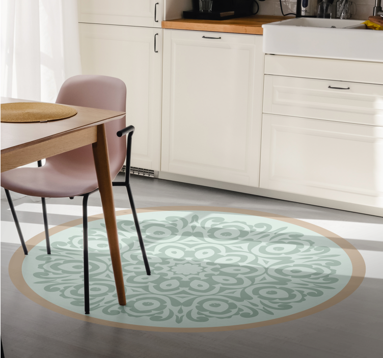 Round Botanical Arrangement mandala vinyl rug - TenStickers