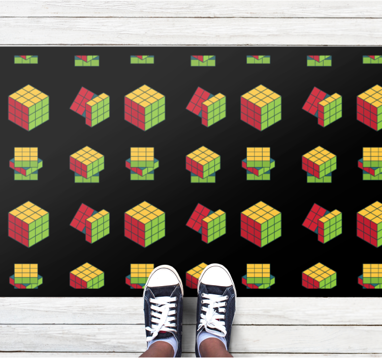 Rubik's Cube Pattern game vinyl rug - TenStickers