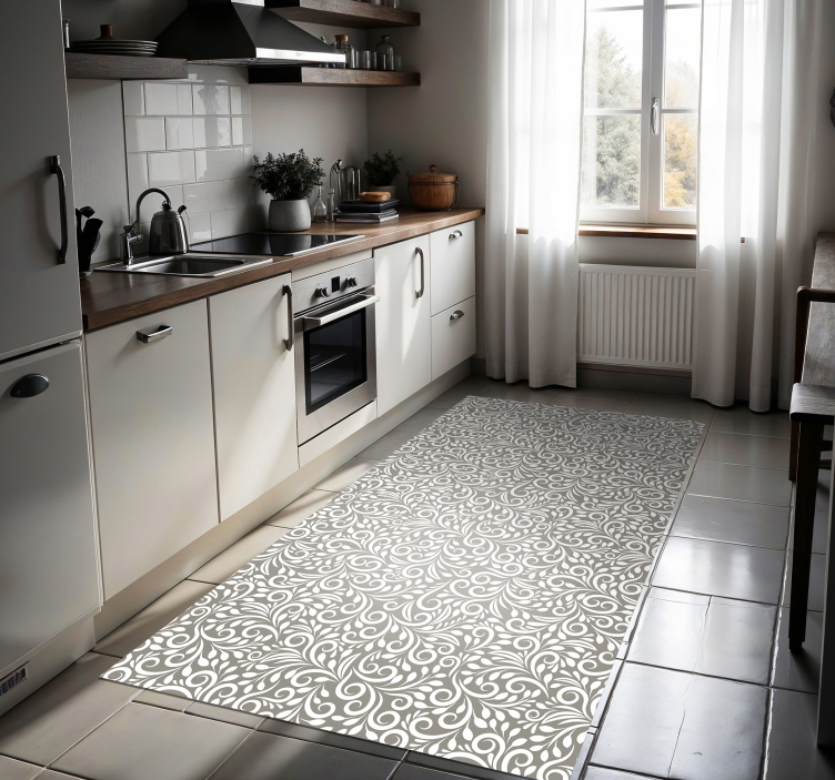 "Ruskin" grey pattern kitchen mat - TenStickers