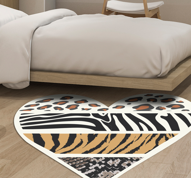 Safari Heart animal print vinyl rug - TenStickers