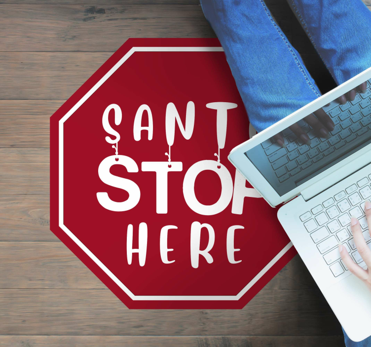 Santa Stop Sign Christmas vinyl rug - TenStickers
