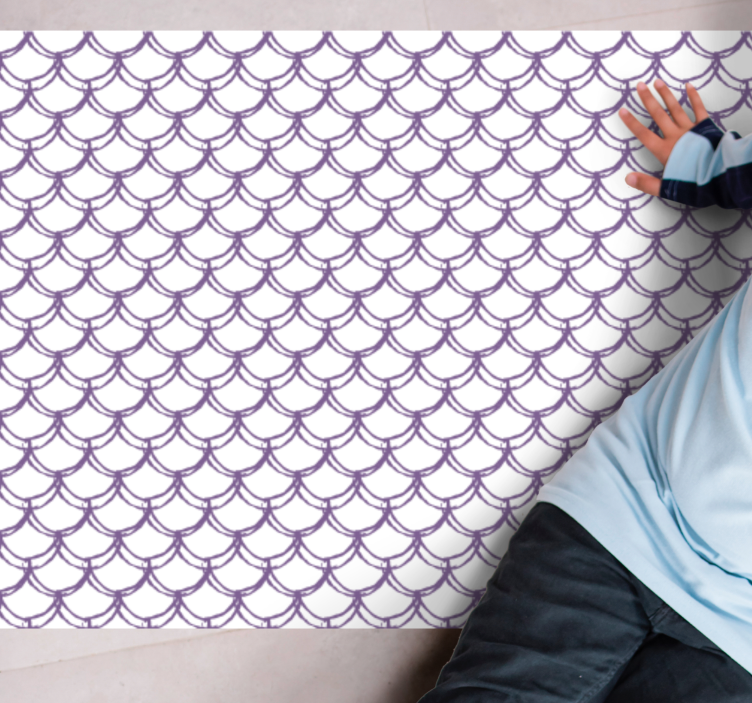 Bathroom vinyl rug in scalloped purple pattern - TenStickers